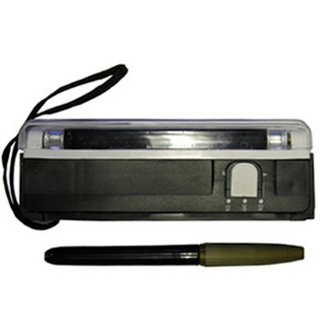 Picture of Counterfeit Detector, with 2 Handheld UV Lamps & 2 Invisible UV Markers.