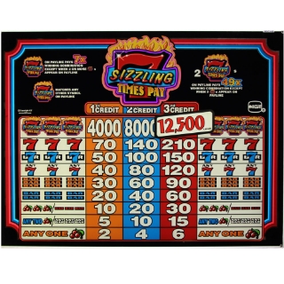 Picture of S2000 16" Top Glass, Sizzling Sevens Times Pay, (19.5" W 495mm x 15" H 381mm)