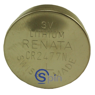 Picture of Battery, Lithium, Renata, CR2477N, 3 Volts, PC Mount, 23mm Coin Cell for MPU Board. 