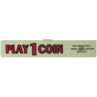 Picture of Decal, Glass, Play 1 Coin, Red on White - IGT