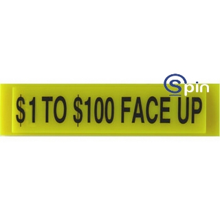 Picture of Plaque, Bill Validator, $1 to $100 Face Up, Yellow - IGT Upright. 890032XX